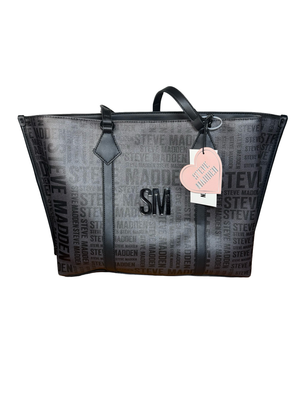 Steve Madden Monogram Tote Bag Black